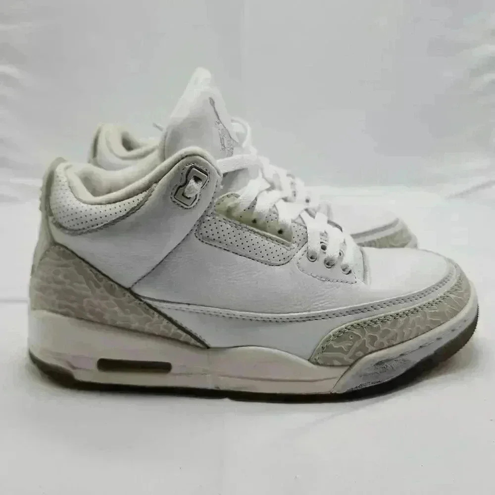 Nike Air Jordan Men's Leather 3 Retro 2018 Sneakers Shoes Triple White Size 7.5